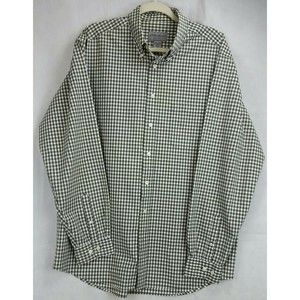 Eddie Bauer Men's (Tall L) Black & White Plaid Long Sleeve Button-Down Shirt